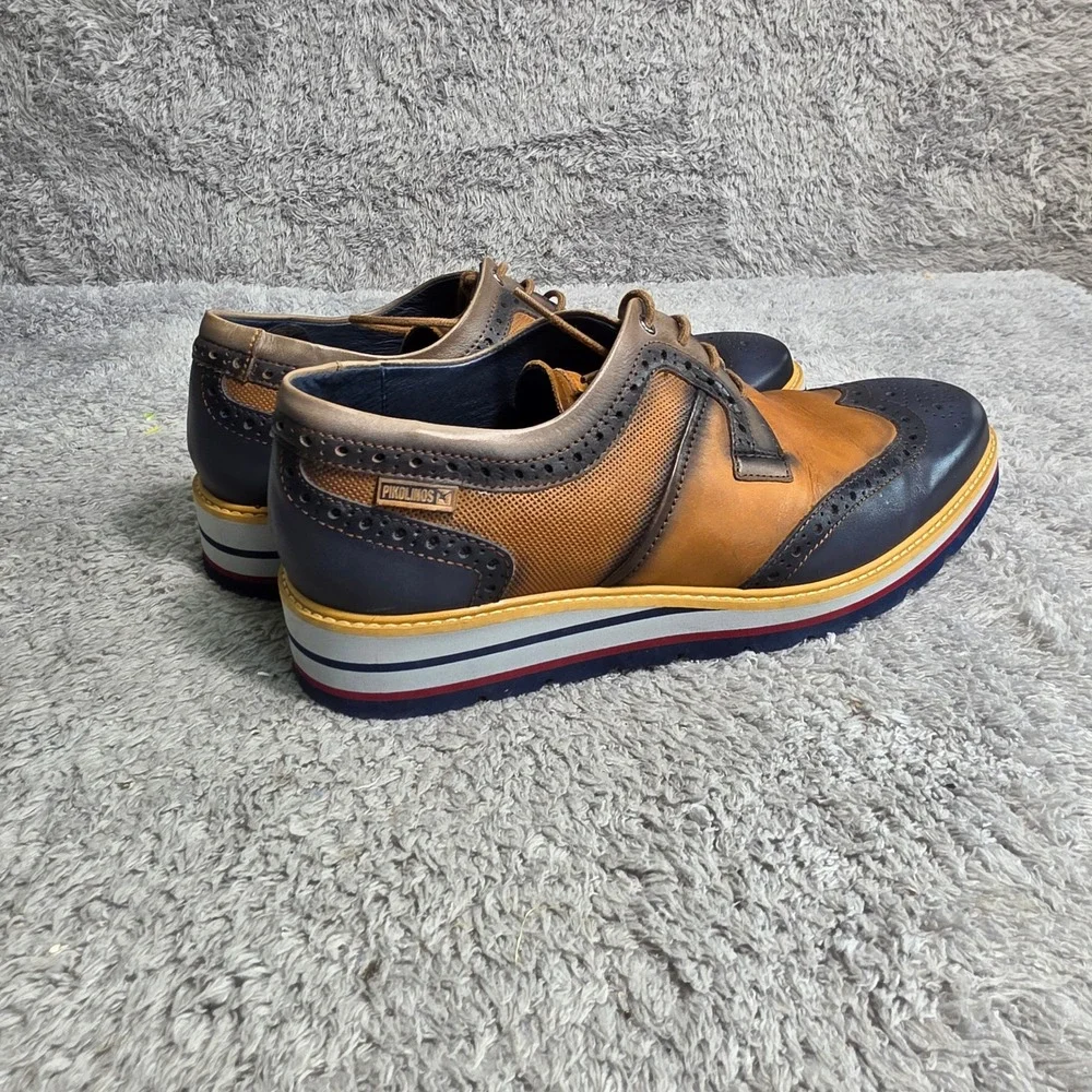 Pikolinos Wingtip Derby Lace UP Loafers Shoes Tan Navy Mens 40  7 Excellent‎